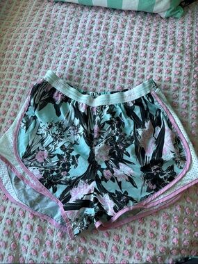 Nike Floral Athletic Shorts - Aqua, Gray & Pink